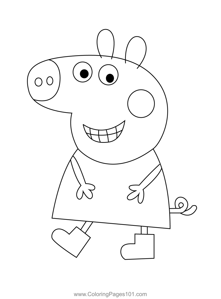 Happy Pig Coloring Page for Kids - Free Peppa Pig Printable Coloring ...