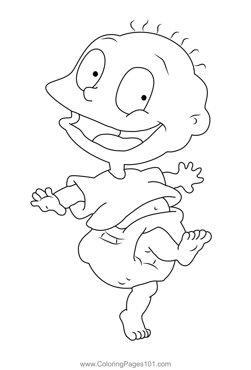 Tommy Dancing Coloring Page for Kids - Free Rugrats Printable Coloring ...