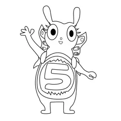 Number 5 Sandy The Numtums Free Coloring Page for Kids