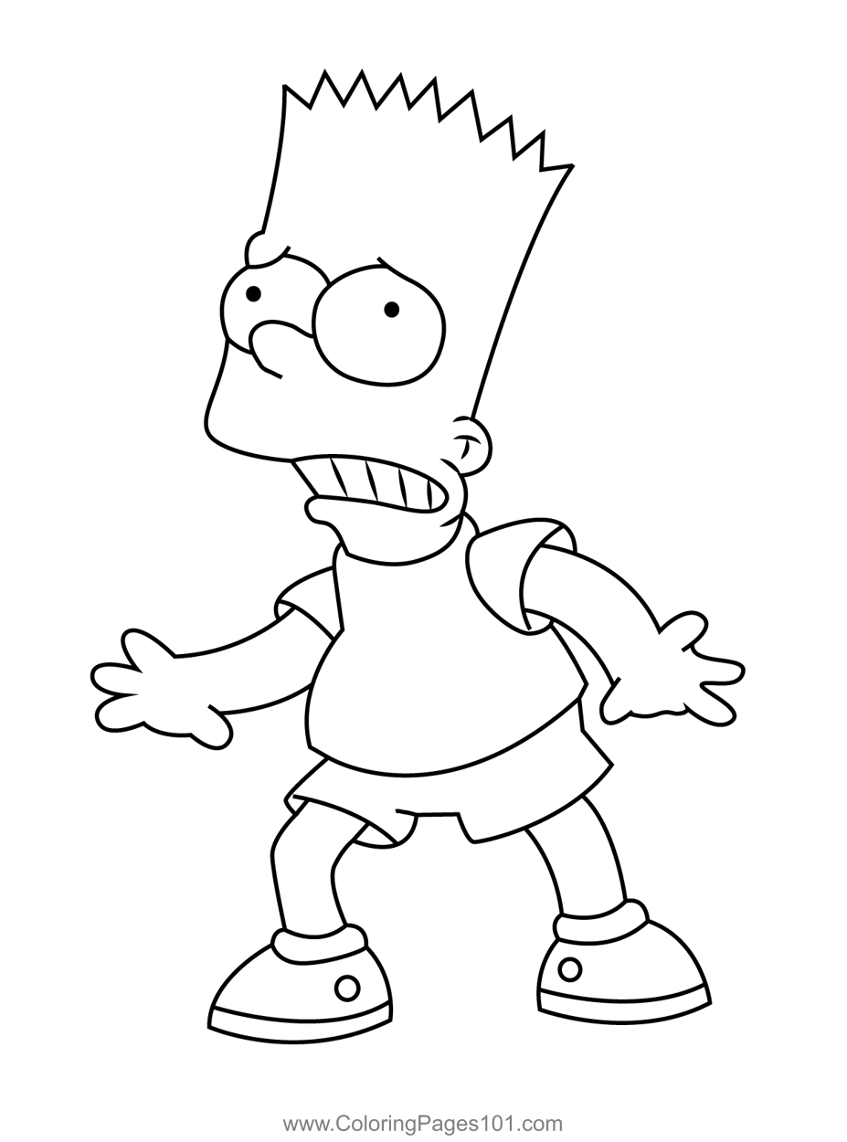 Bart Simpson Gets Shocks Coloring Page for Kids - Free The Simpsons ...