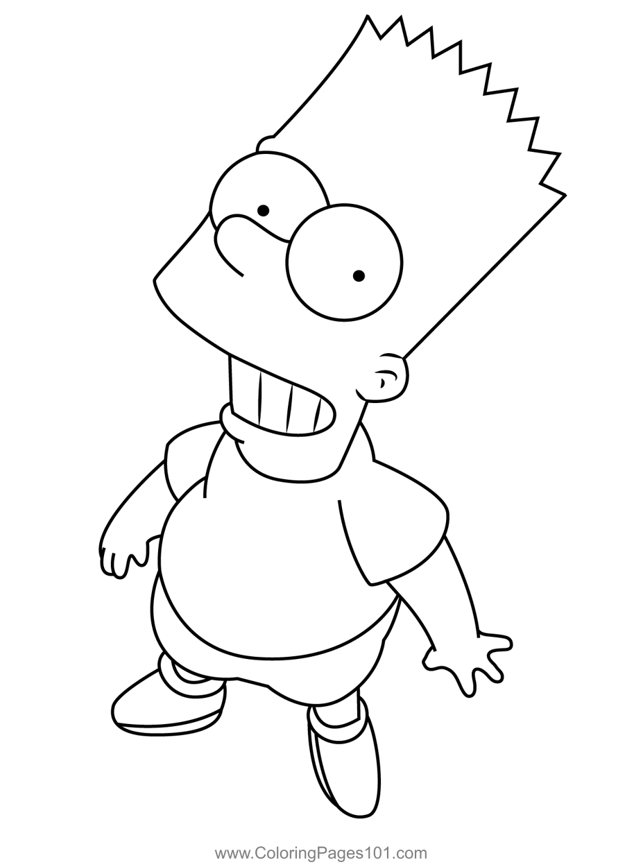 Bart Simpson Looking Up Coloring Page for Kids - Free The Simpsons ...