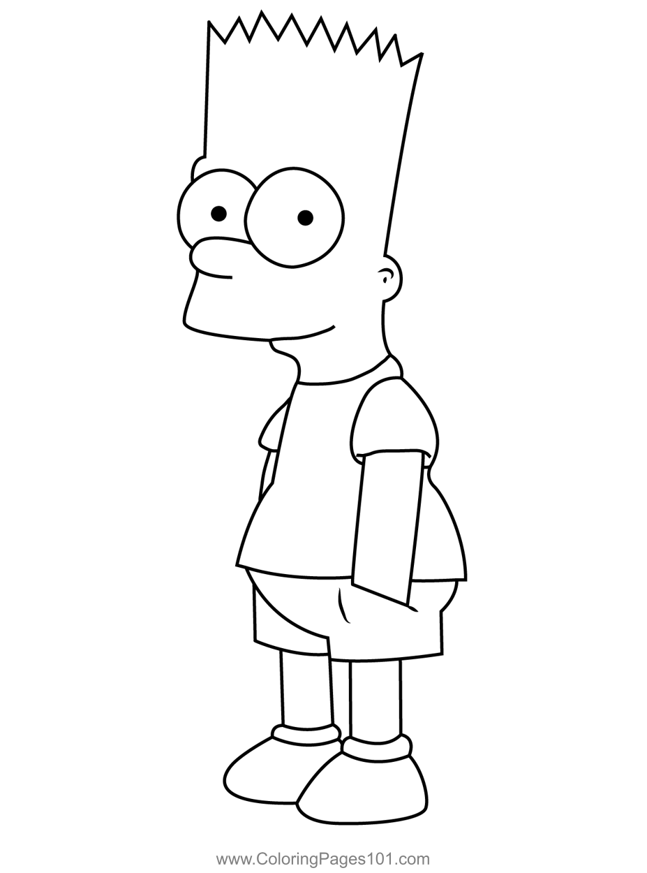 Cute Bart Simpson Coloring Page for Kids - Free The Simpsons Printable ...