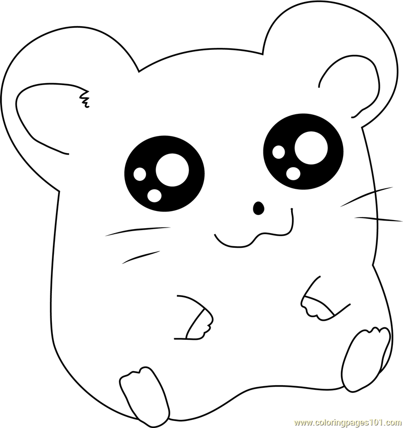 Hamtaro Sitting Coloring Page for Kids - Free Hamtaro Printable