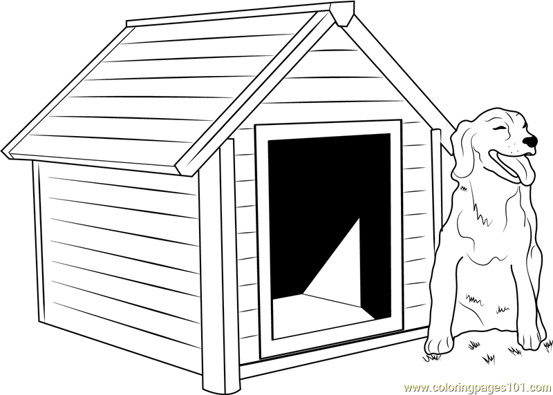 indoor dog house coloring page
