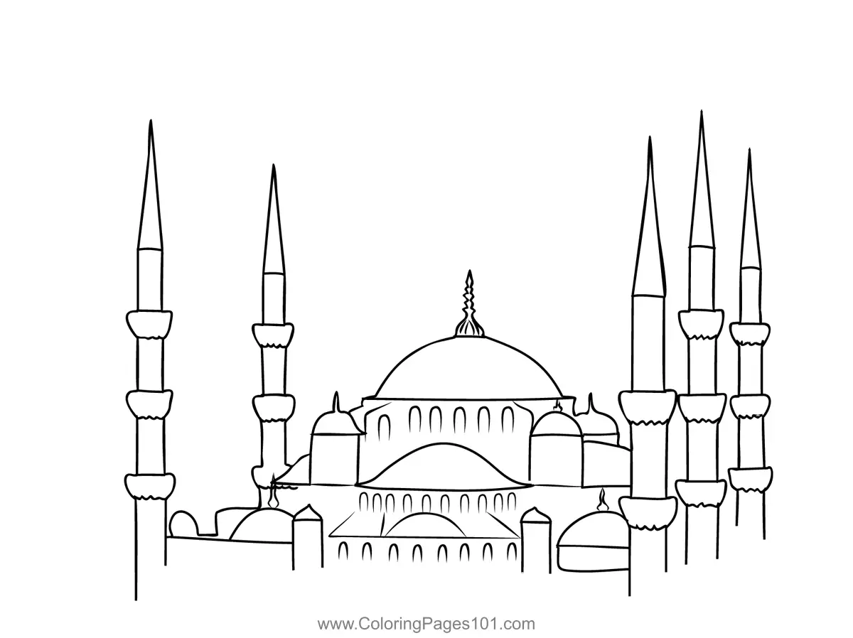 Blue Mosques In Turkey Coloring Page for Kids - Free Turkey Printable ...