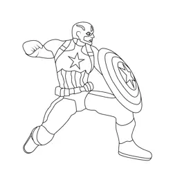 Captain America Attack On Enemy Coloring Page