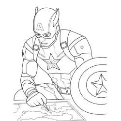 Captain America Discuss Plan In Attack Free Coloring Page for Kids