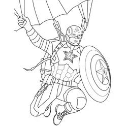 Captain America Parachute In Sky Coloring Page