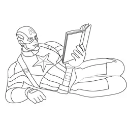 Captain America Reading Book Coloring Page