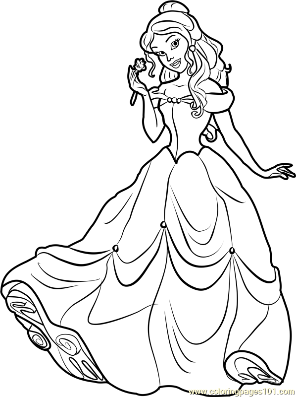 princess belle coloring page for kids free disney princesses printable coloring pages online for kids coloringpages101 com coloring pages for kids
