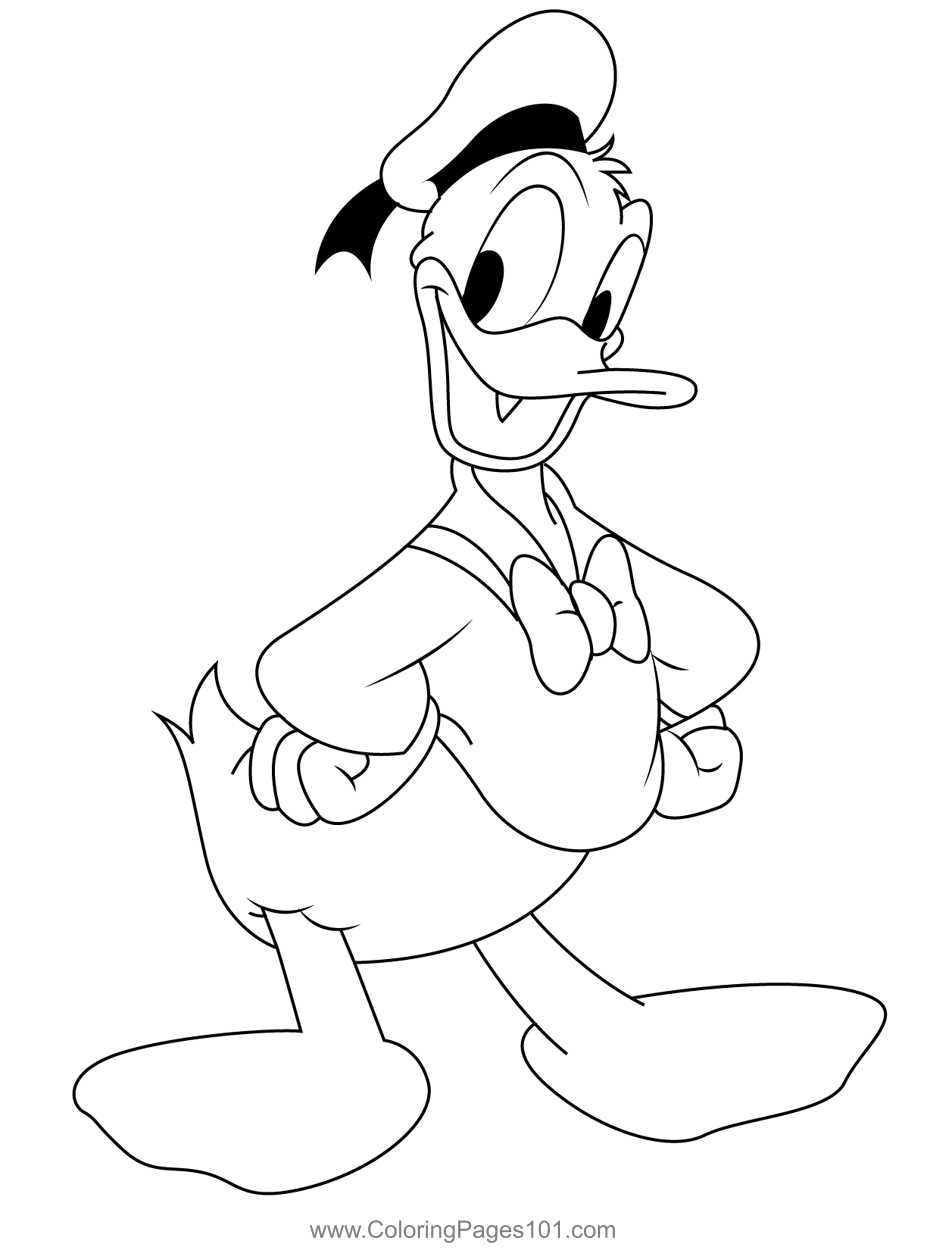 Standing Donald Duck Coloring Page for Kids - Free Donald Duck ...
