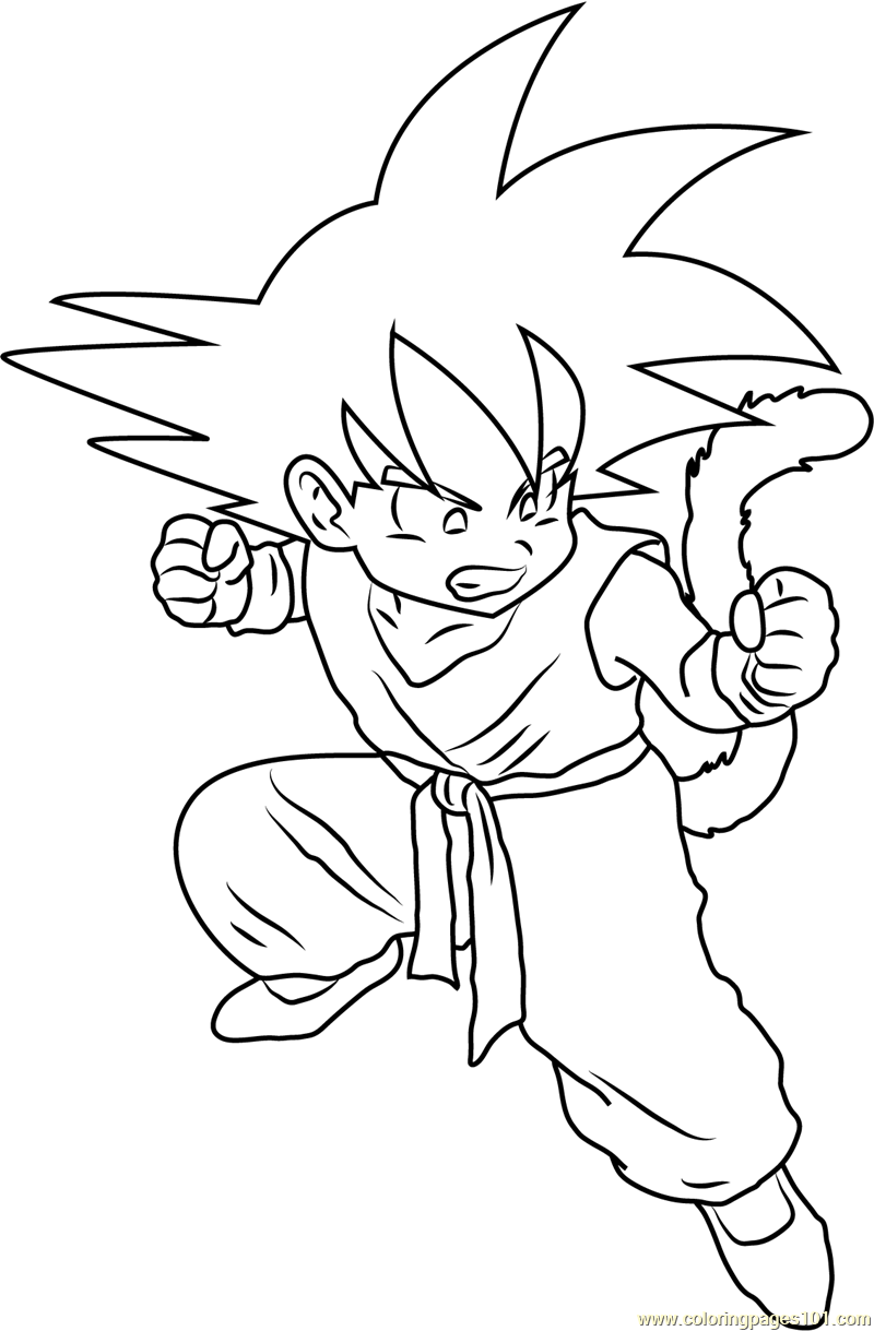 Angry Kid Goku Coloring Page for Kids - Free Goku Printable Coloring