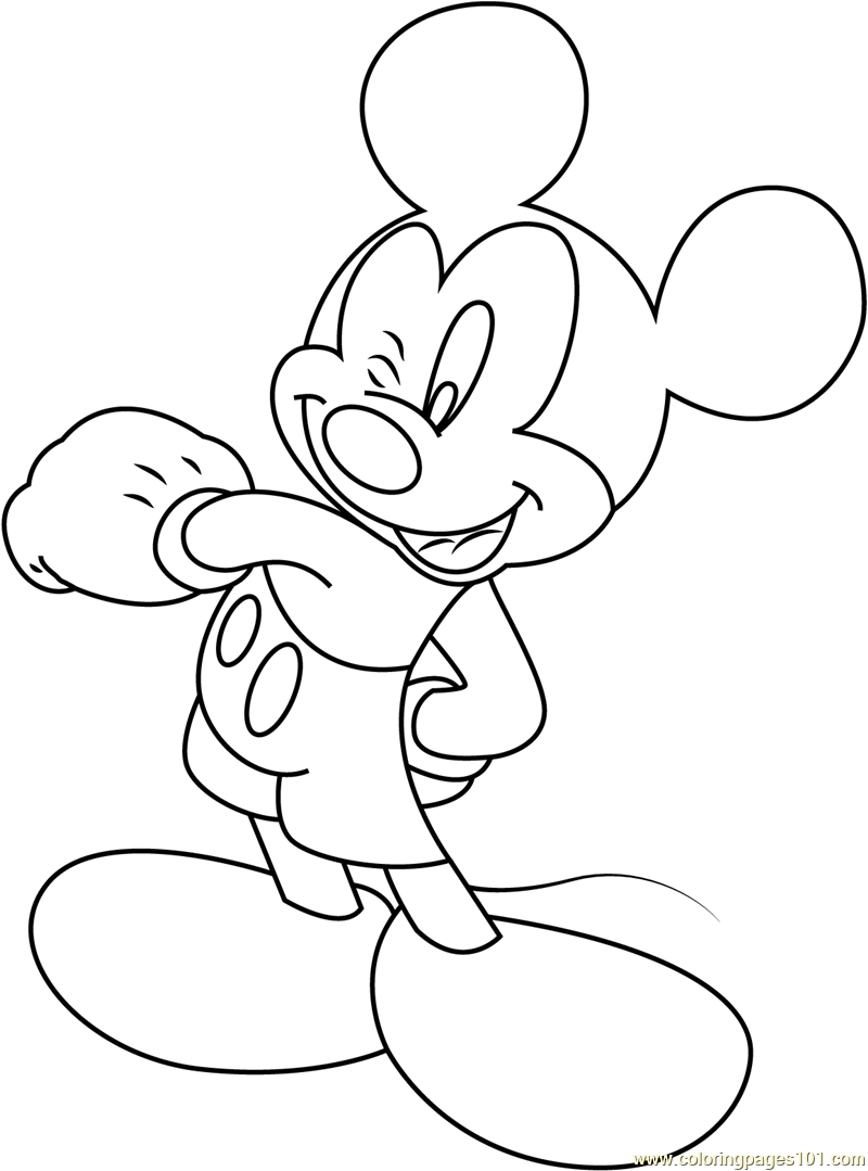 Cheerful Mickey Mouse Coloring Page For Kids Free Mickey Mouse Printable Coloring Pages Online