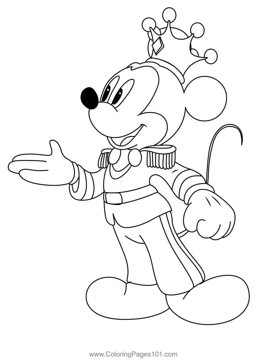 Prince Mickey Coloring Page for Kids - Free Mickey Mouse Printable ...