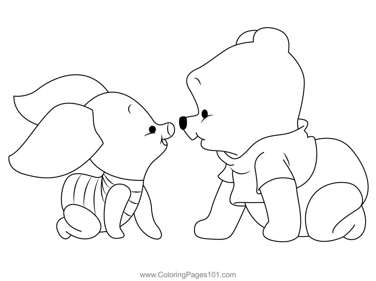 Pooh Bear And Piglet Coloring Page for Kids - Free Piglet Printable ...