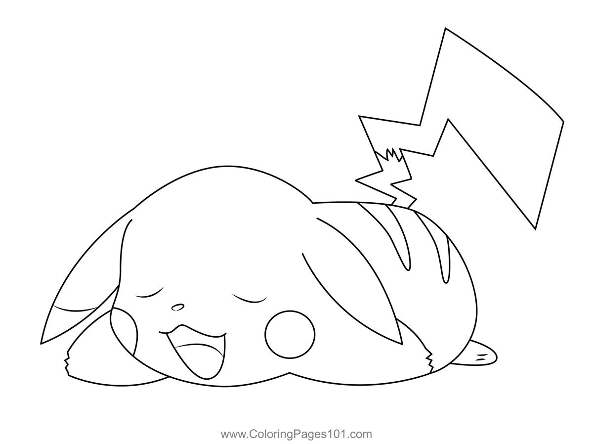 Pikachu Sleeping 1 Coloring Page for Kids - Free Pikachu Printable ...