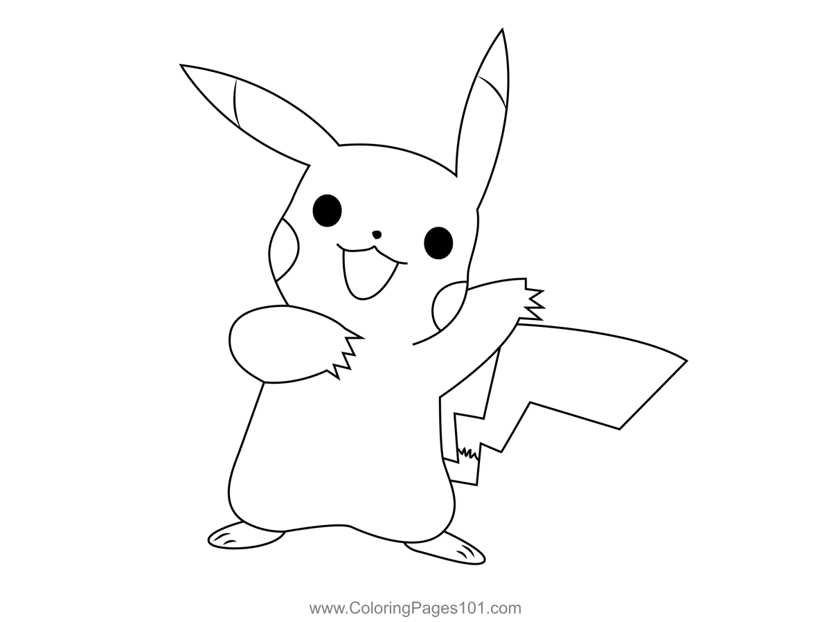 Pikachu Smiling Coloring Page for Kids - Free Pikachu Printable ...