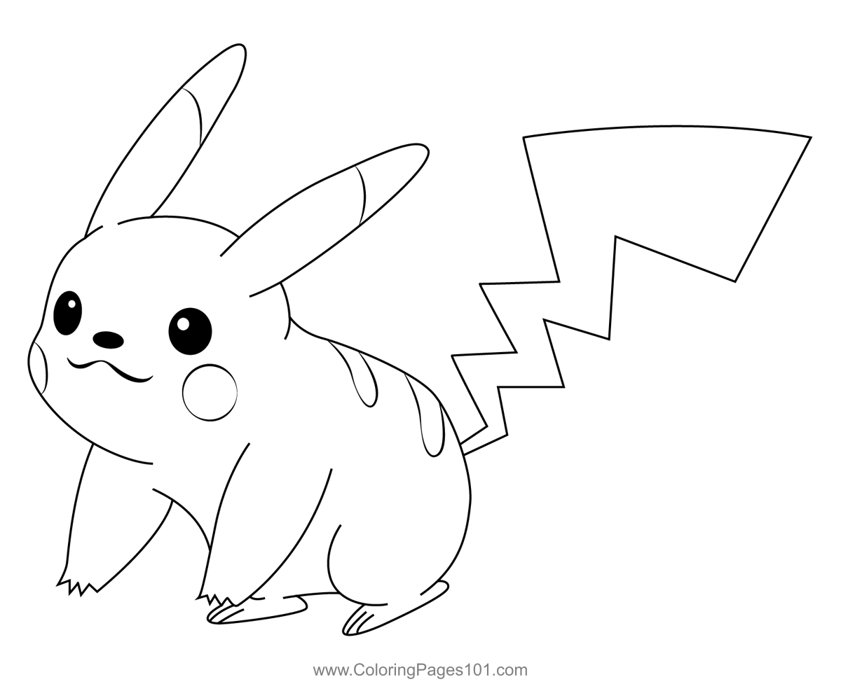 Pink Pikachu Coloring Page for Kids - Free Pikachu Printable Coloring ...