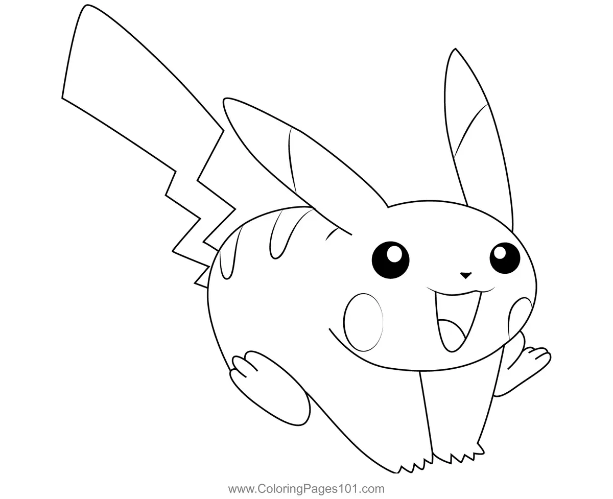 Run Pikachu Coloring Page for Kids - Free Pikachu Printable Coloring ...