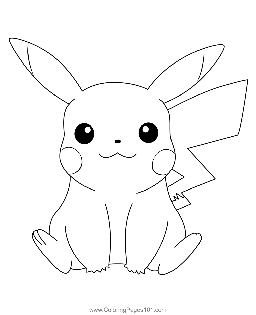 Sit Pikachu Coloring Page For Kids - Free Pikachu Printable Coloring 