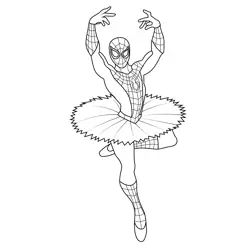 Spiderman Ballet Free Coloring Page for Kids