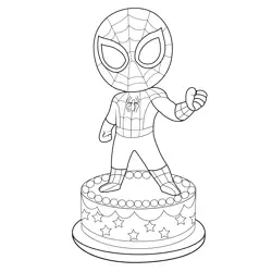 Spiderman Birthday Cake Free Coloring Page for Kids