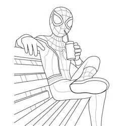 Spiderman Drinking Free Coloring Page for Kids