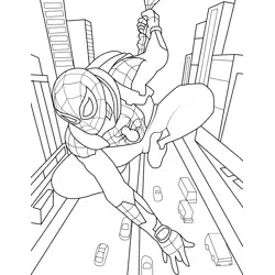 Spiderman High Jump Coloring Page