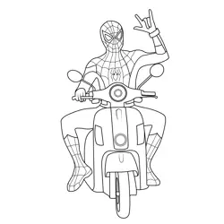 Spiderman Riding Bike Coloring Page