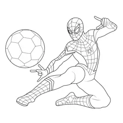 Spiderman with Football Free Coloring Page for Kids