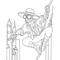 Spiderman with Hat Free Coloring Page for Kids