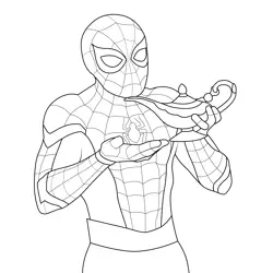 Spiderman with Lamp Free Coloring Page for Kids