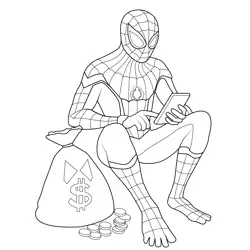 Spiderman with Money Bag Coloring Page