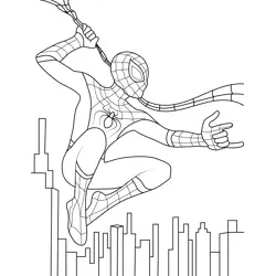 Spiderman with Spider Web Free Coloring Page for Kids
