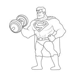 Superman Building Muscles Free Coloring Page for Kids