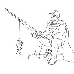 Superman Fishing Free Coloring Page for Kids