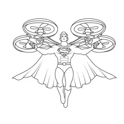 Superman Holding Drone Coloring Page