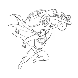 Superman Lifting Car Free Coloring Page for Kids