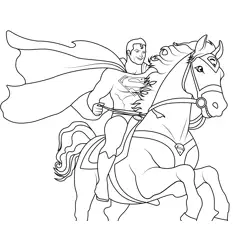 Superman Riding Horse Free Coloring Page for Kids