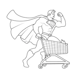 Superman Shopping Free Coloring Page for Kids