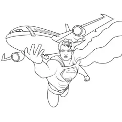 Superman holding Plane Free Coloring Page for Kids