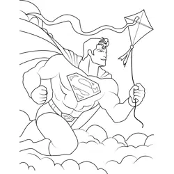 Superman with Kit Free Coloring Page for Kids