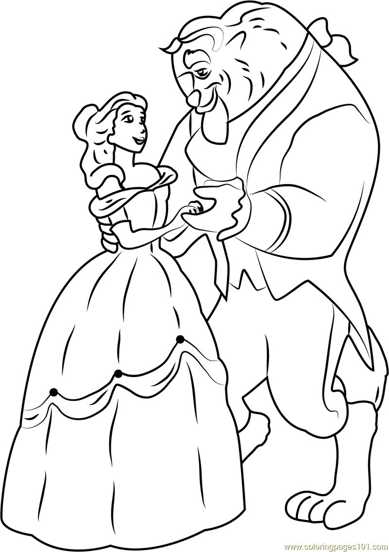 Beauty and the Beast Coloring Page for Kids - Free Beauty and the Beast
