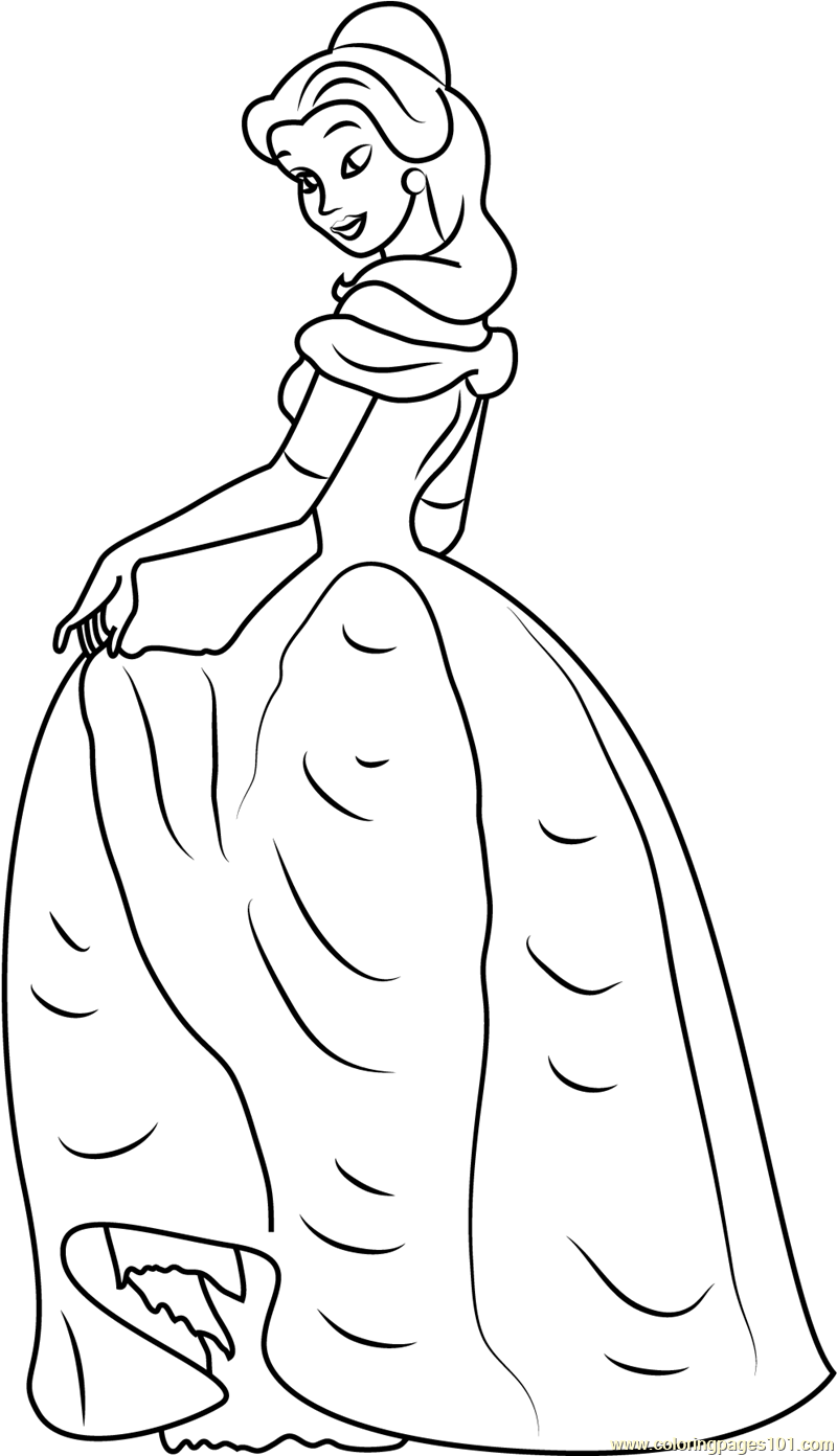 Princess Belle Coloring Page for Kids - Free Beauty and the Beast