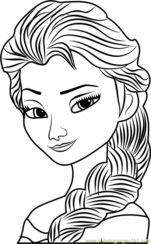 elsa face coloring page for kids free frozen printable