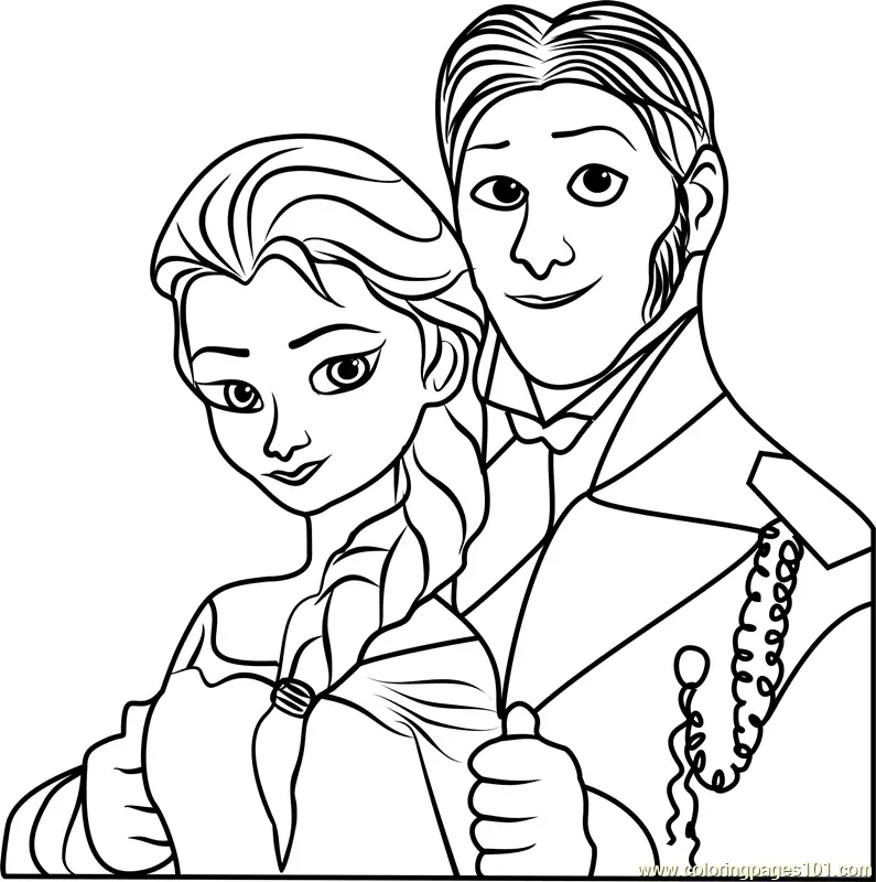 Elsa and Hans Coloring Page for Kids - Free Frozen Printable Coloring ...