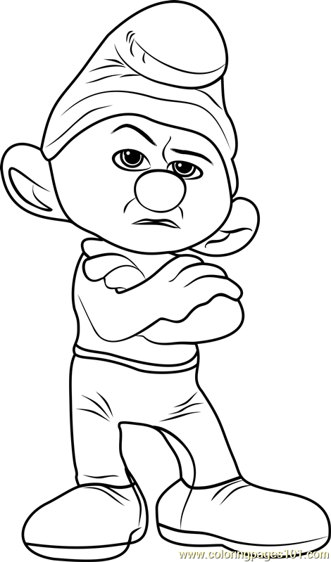 Grouchy Smurf Coloring Page for Kids - Free Smurfs: The Lost Village