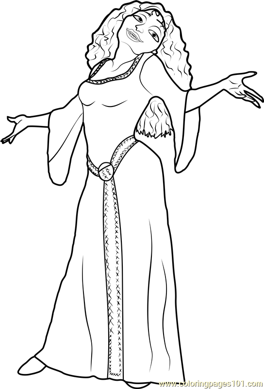 Mother Gothel Coloring Page For Kids Free Tangled Printable Coloring