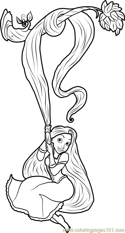 Rapunzel Swinging Coloring Page for Kids - Free Tangled Printable ...