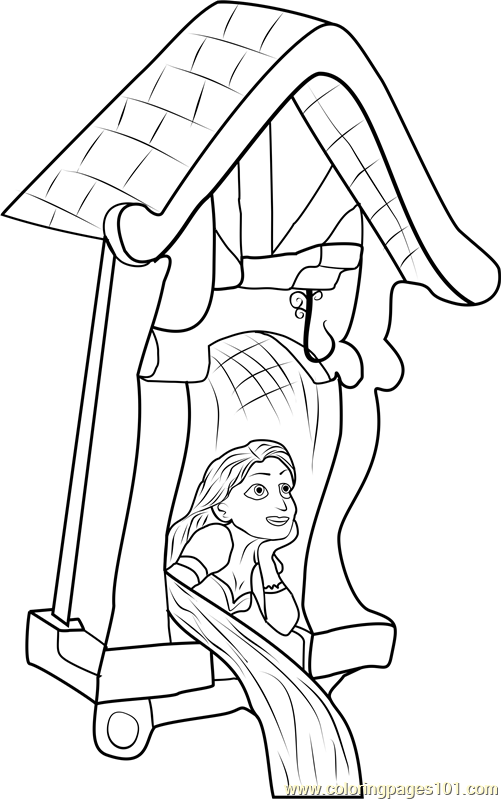 Rapunzel in Castle Coloring Page for Kids - Free Tangled Printable